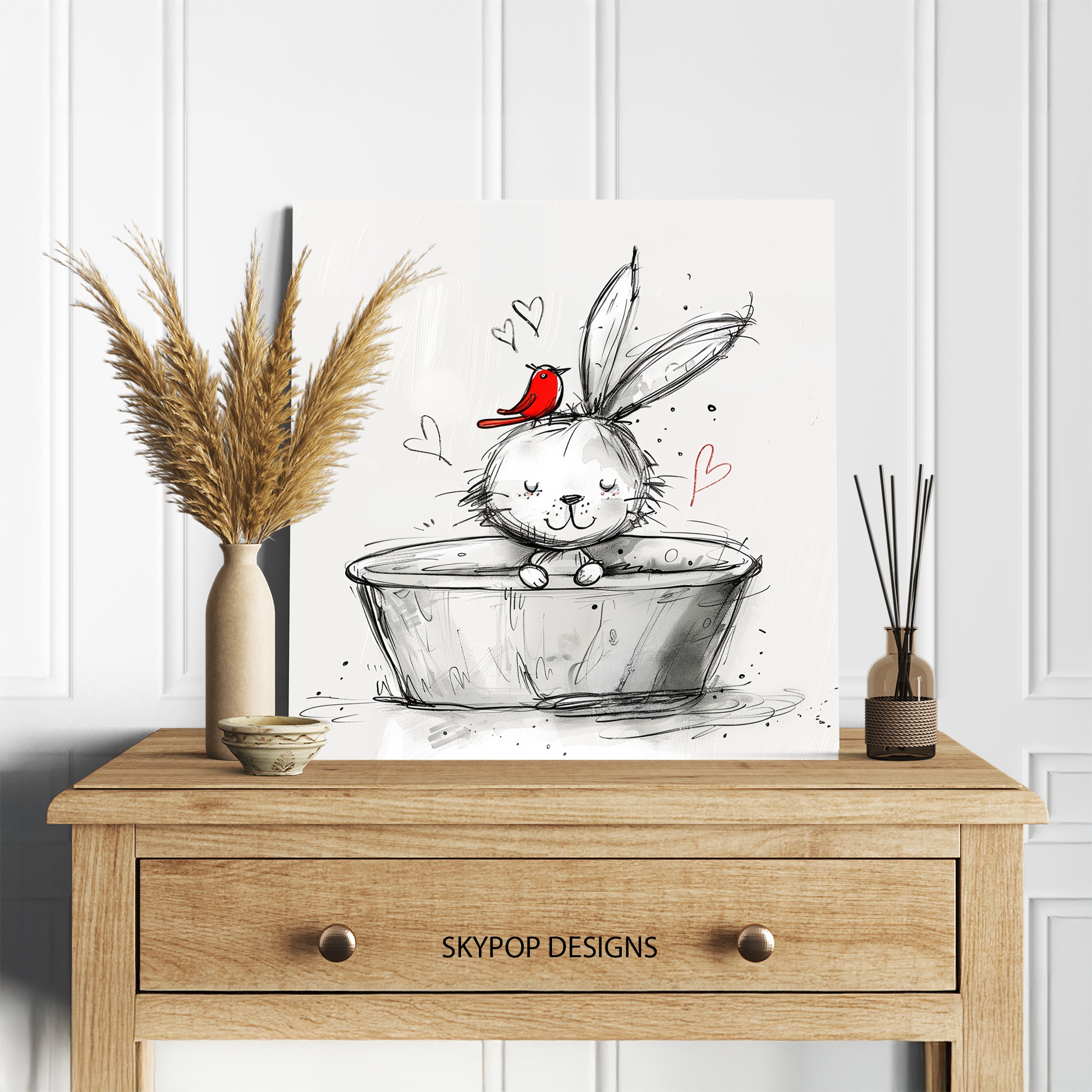 5.jpg Bunny Bath Bird Art