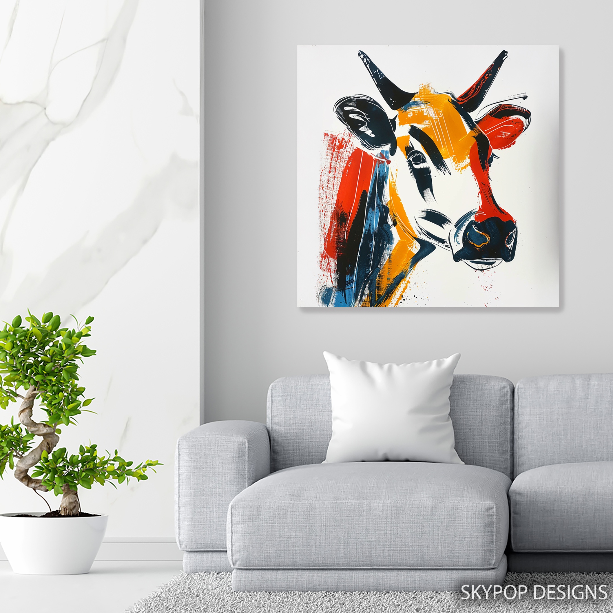 5.jpg Colorful Cow Art