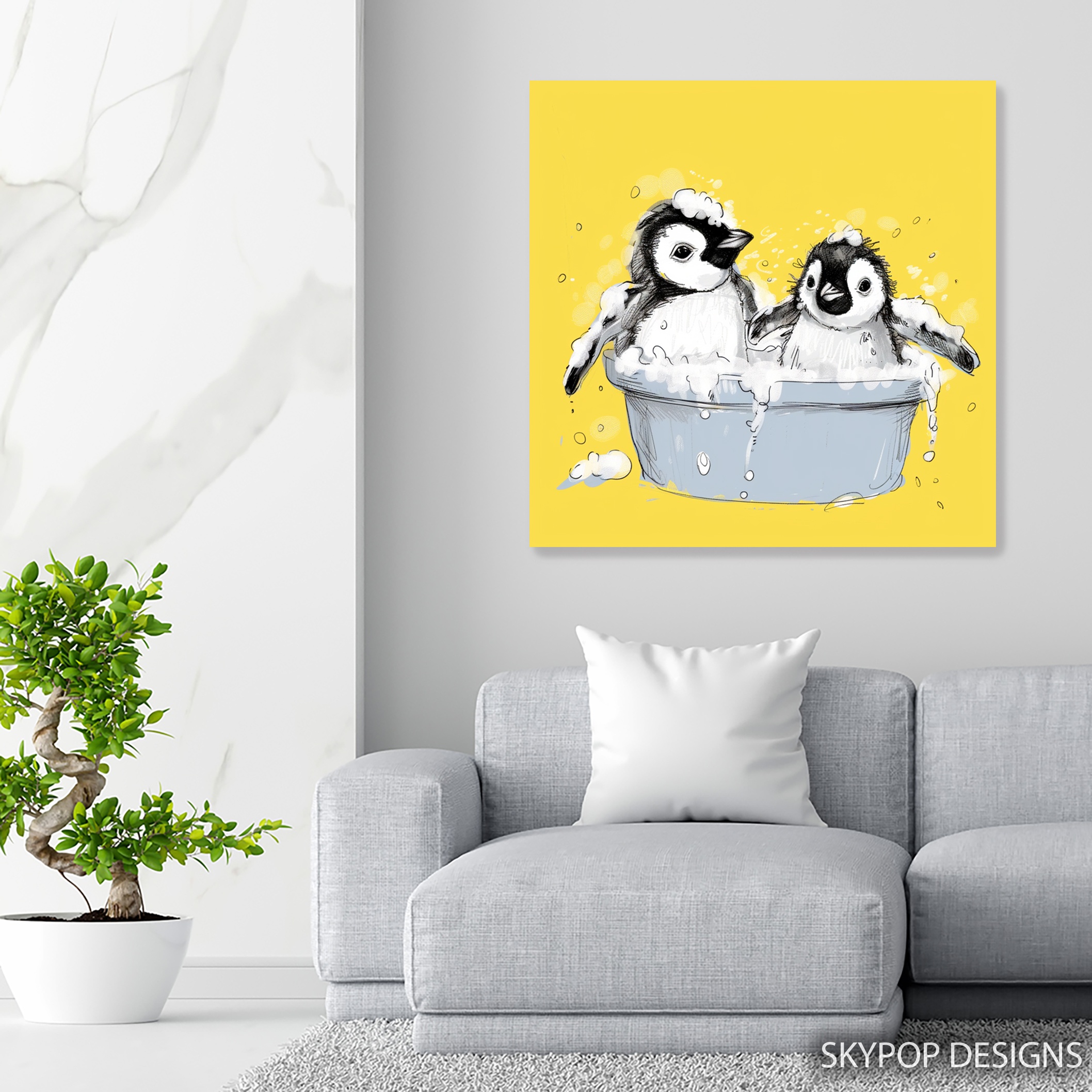 5.jpg Penguin Bath Time Art