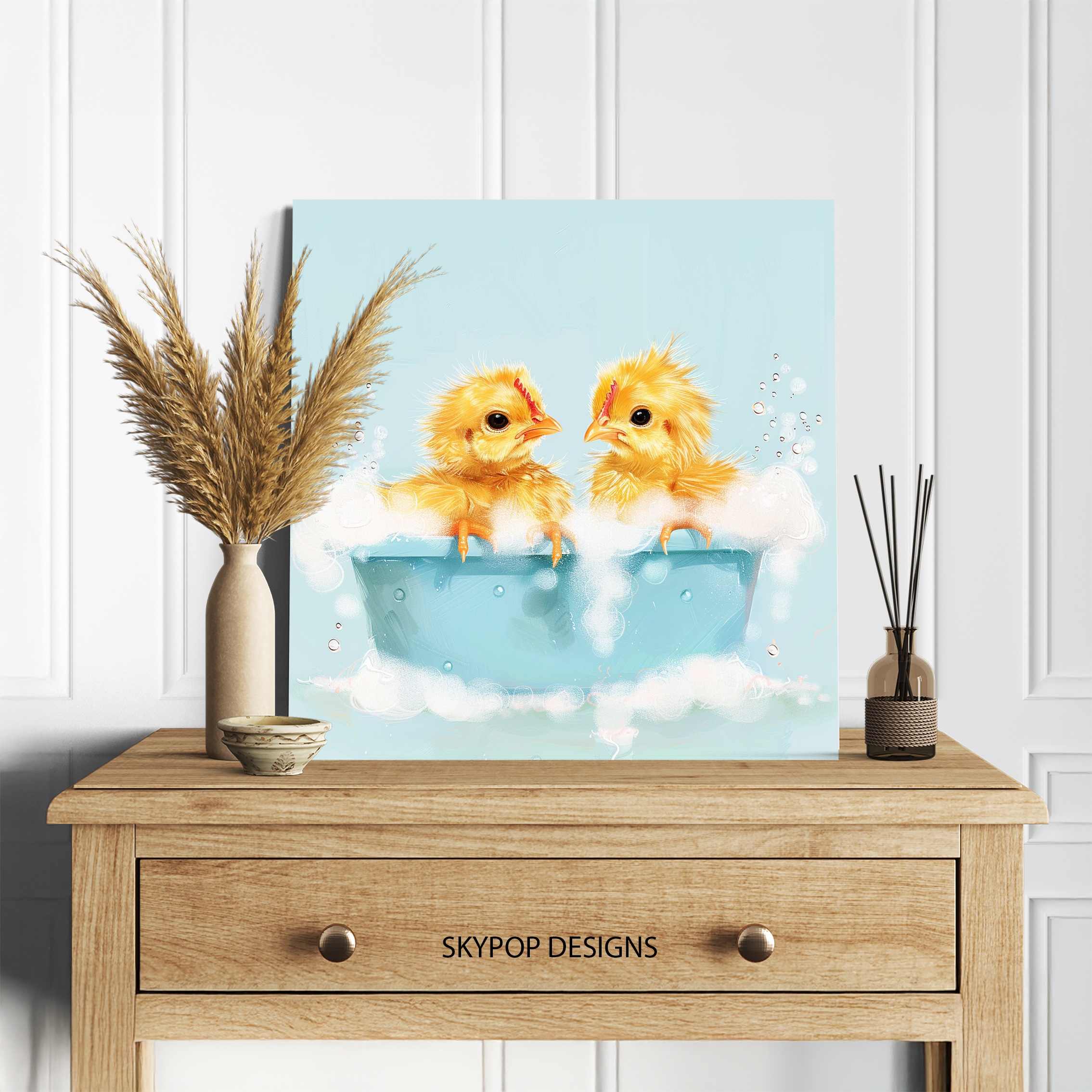 5.jpg Baby Chicks Bath Time Art