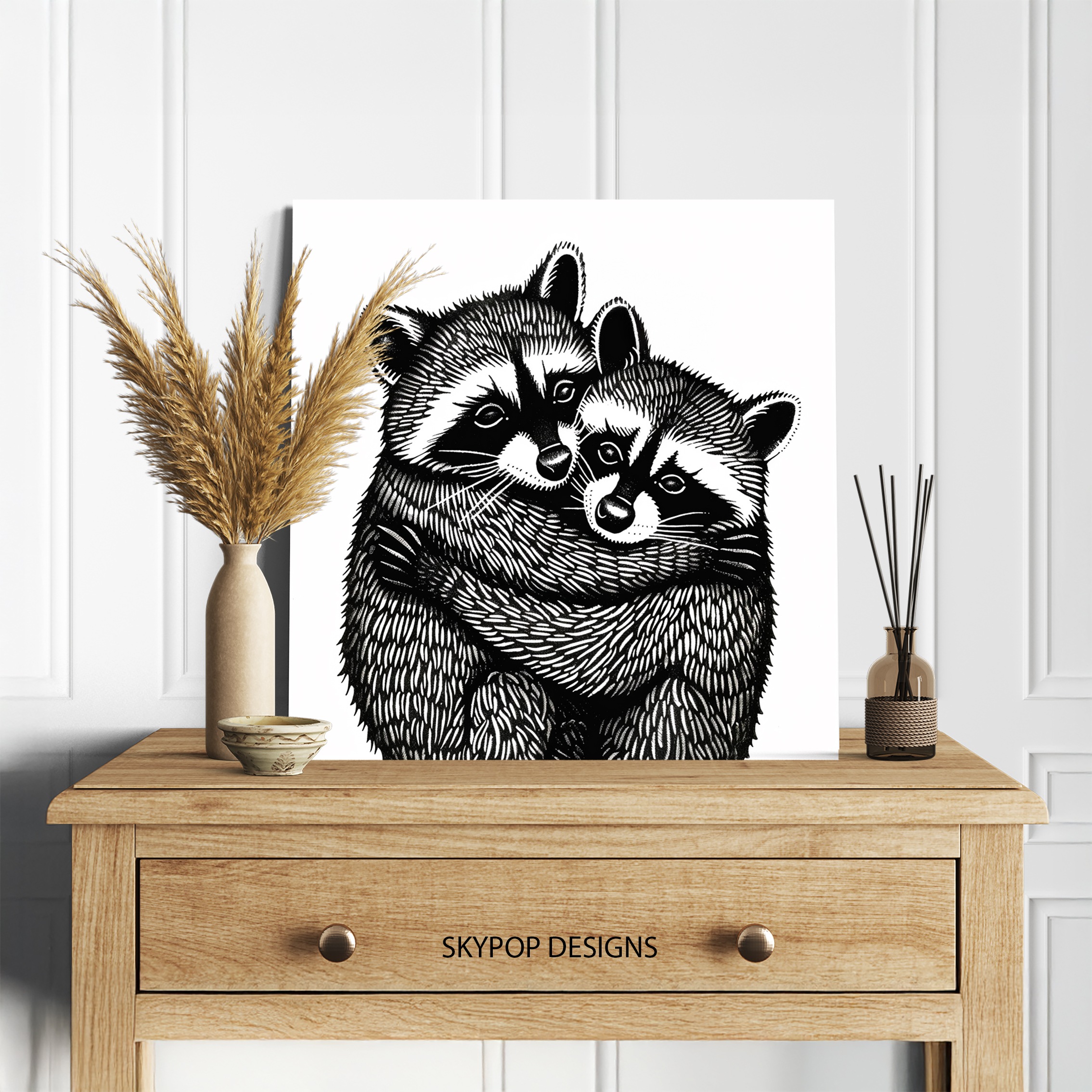 5.jpg Raccoon Cuddle Art