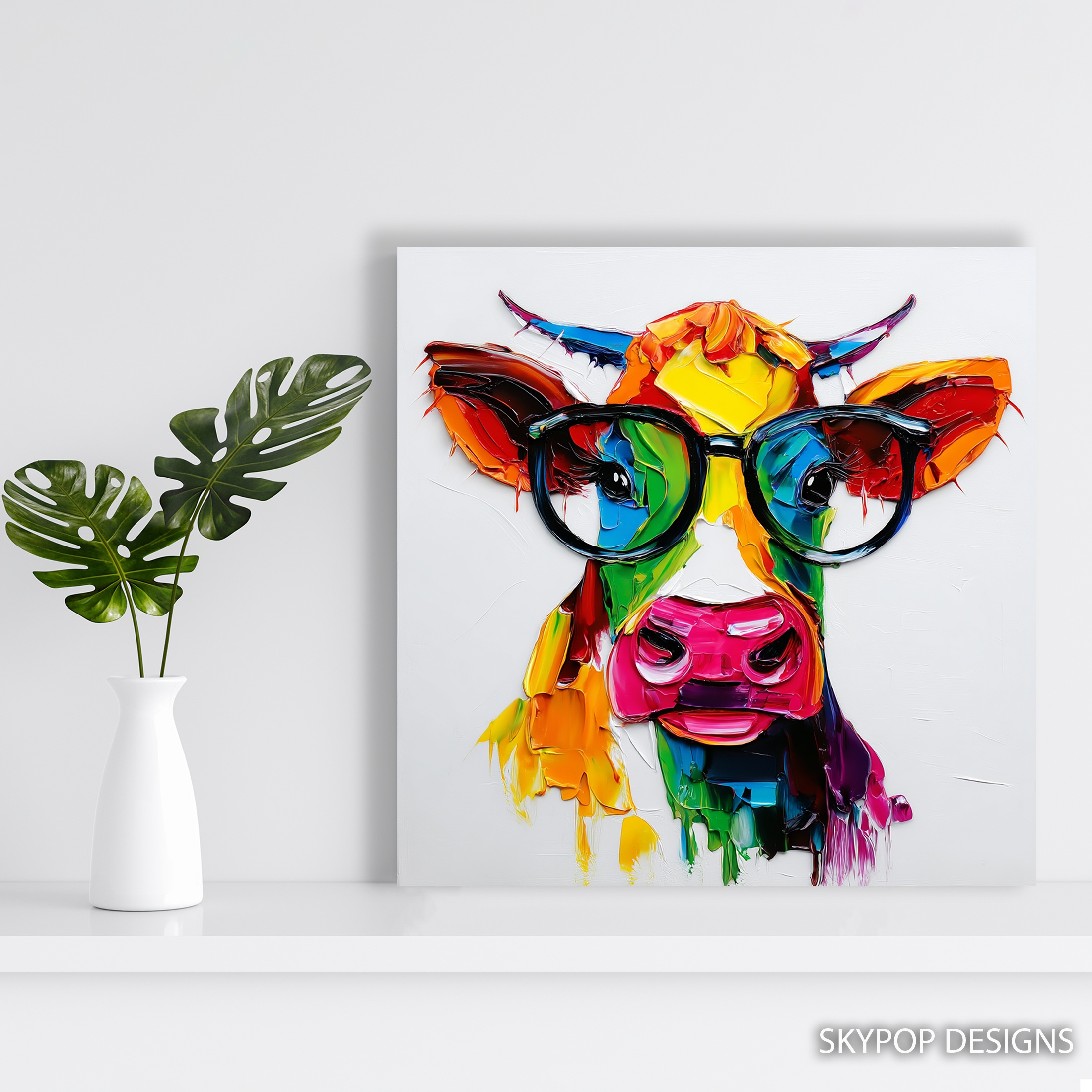 5.jpg Colorful Cow Art