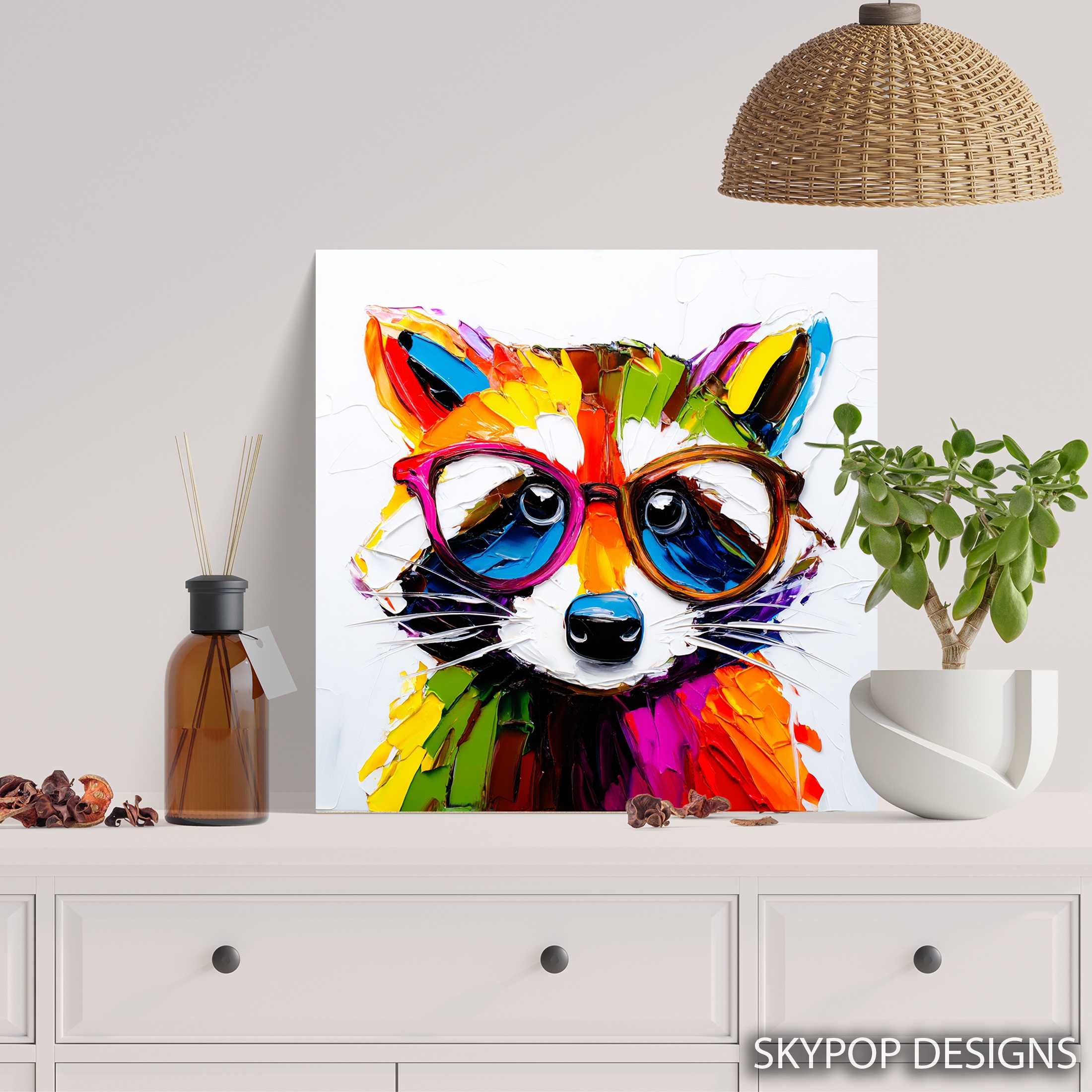 5.jpg Colorful Raccoon Art