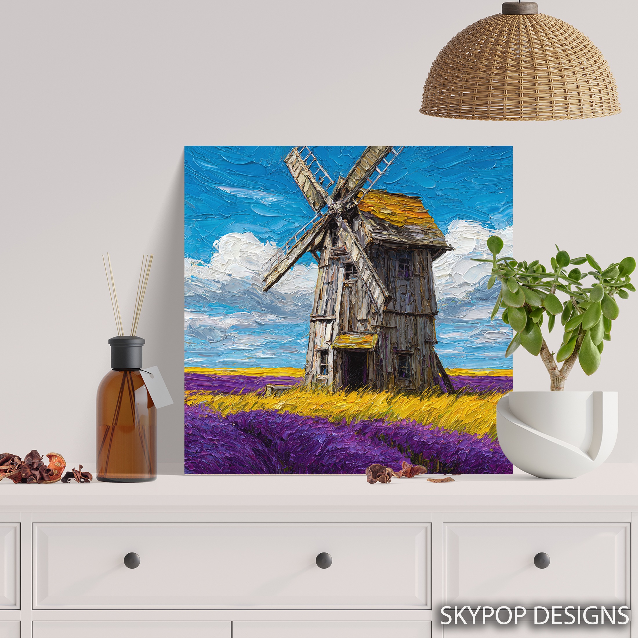 5.jpg Windmill Lavender Field Art