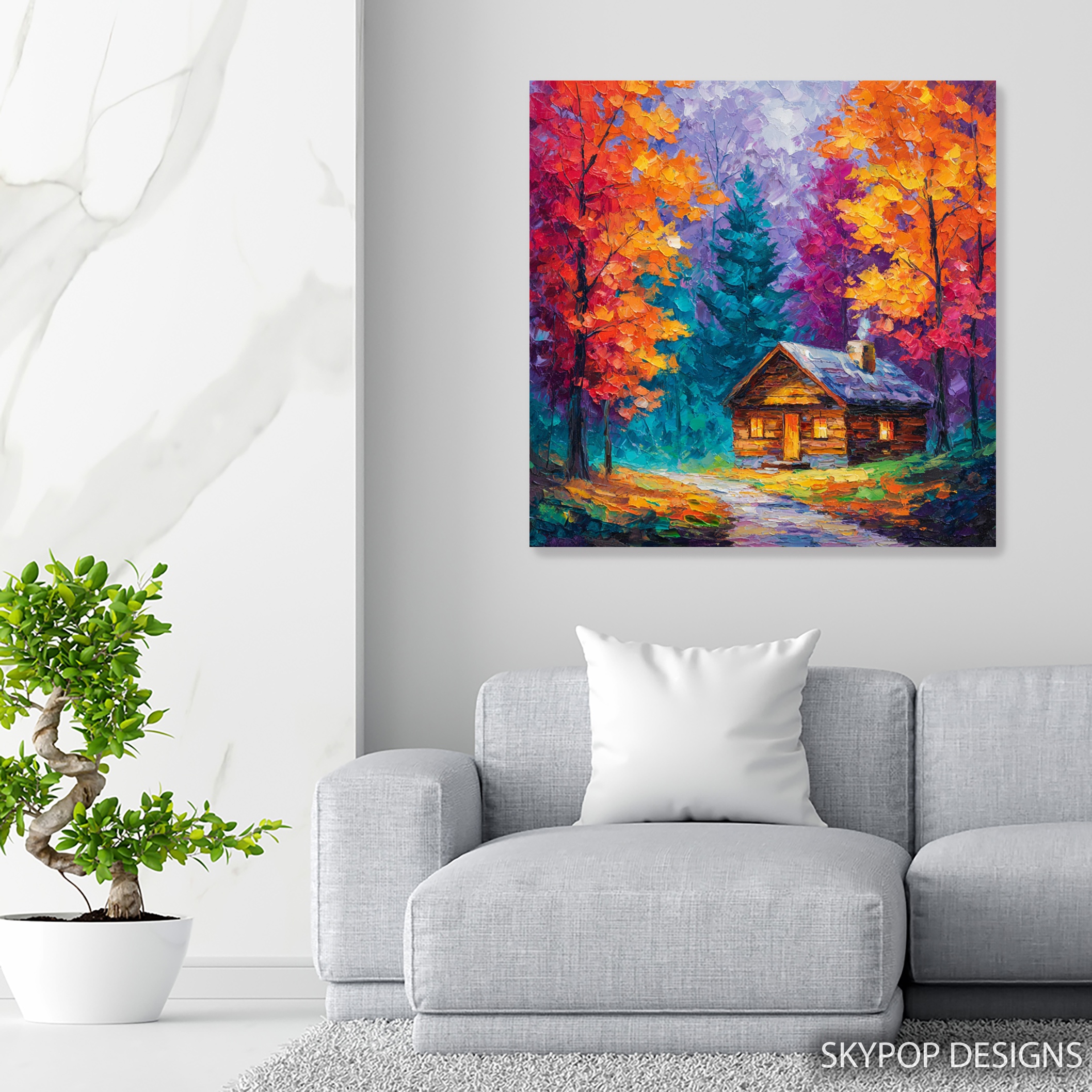5.jpg Vibrant Autumn Cabin Art