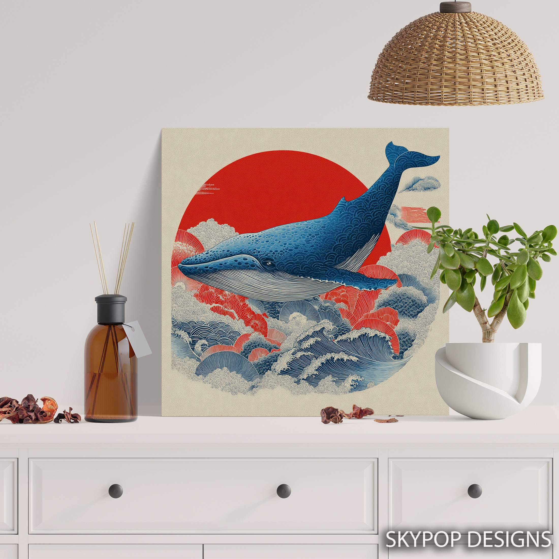 5.jpg Whale Ocean Sunset Art
