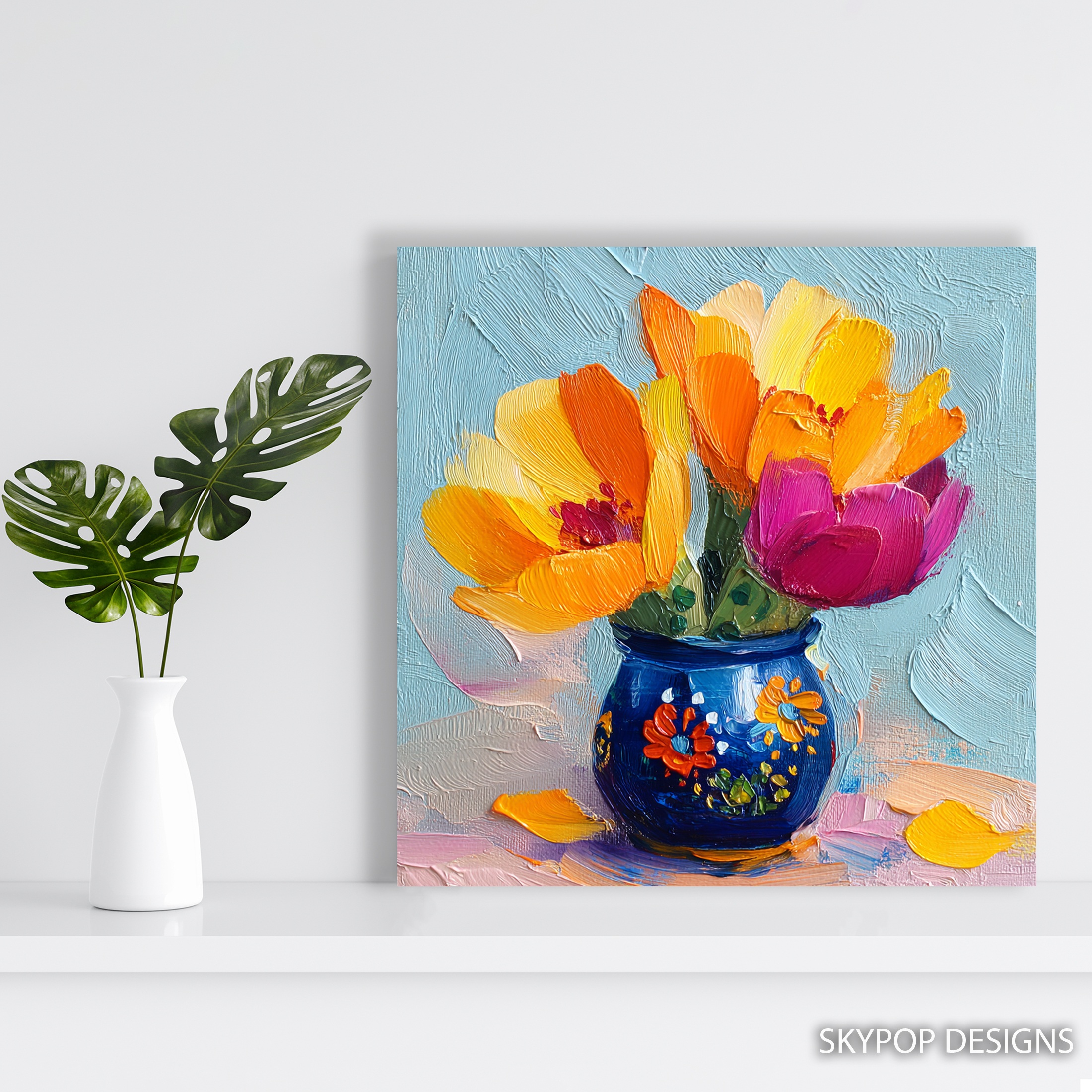 5.jpg Vibrant Tulips in Blue Vase Art