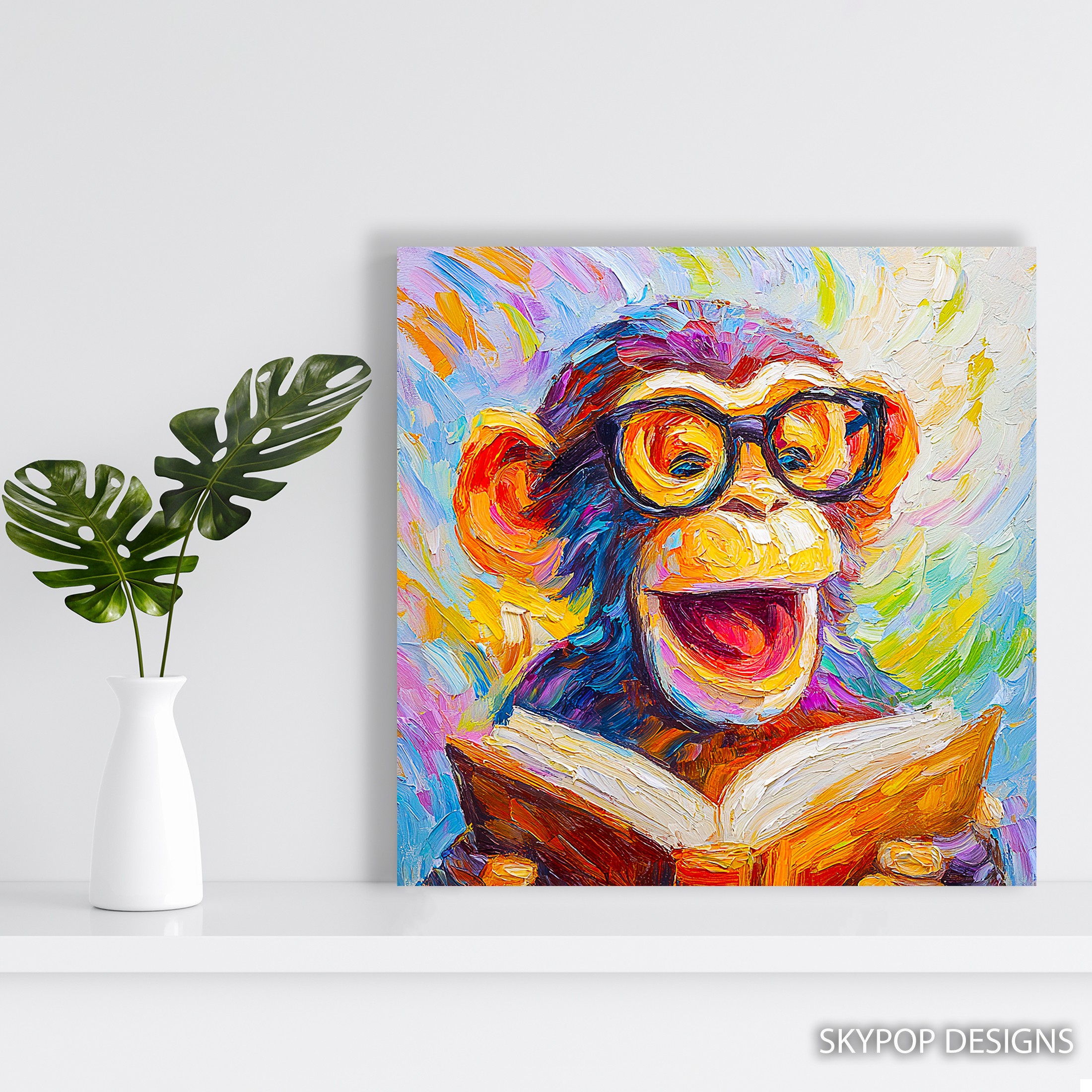 5.jpg Monkey Reading Art
