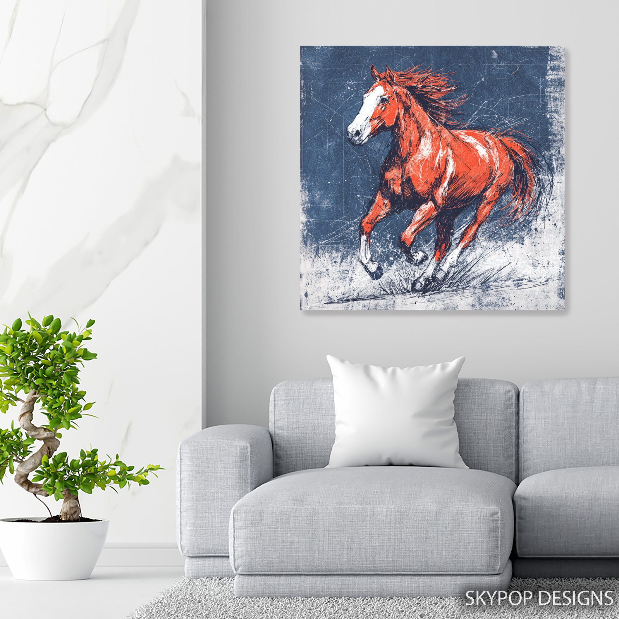 5.jpg Galloping Red Horse Art