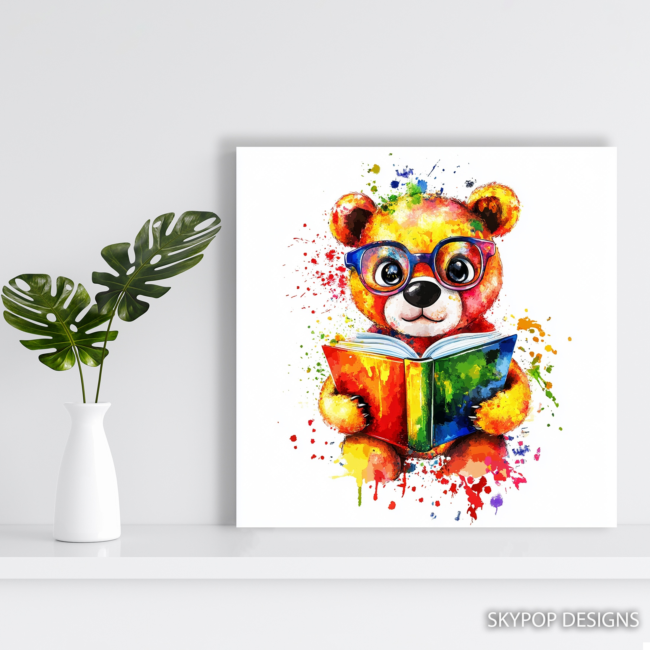 5.jpg Bear Reading Book Art