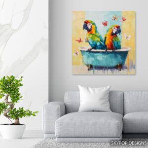 Macaw Bath Time Fun Art