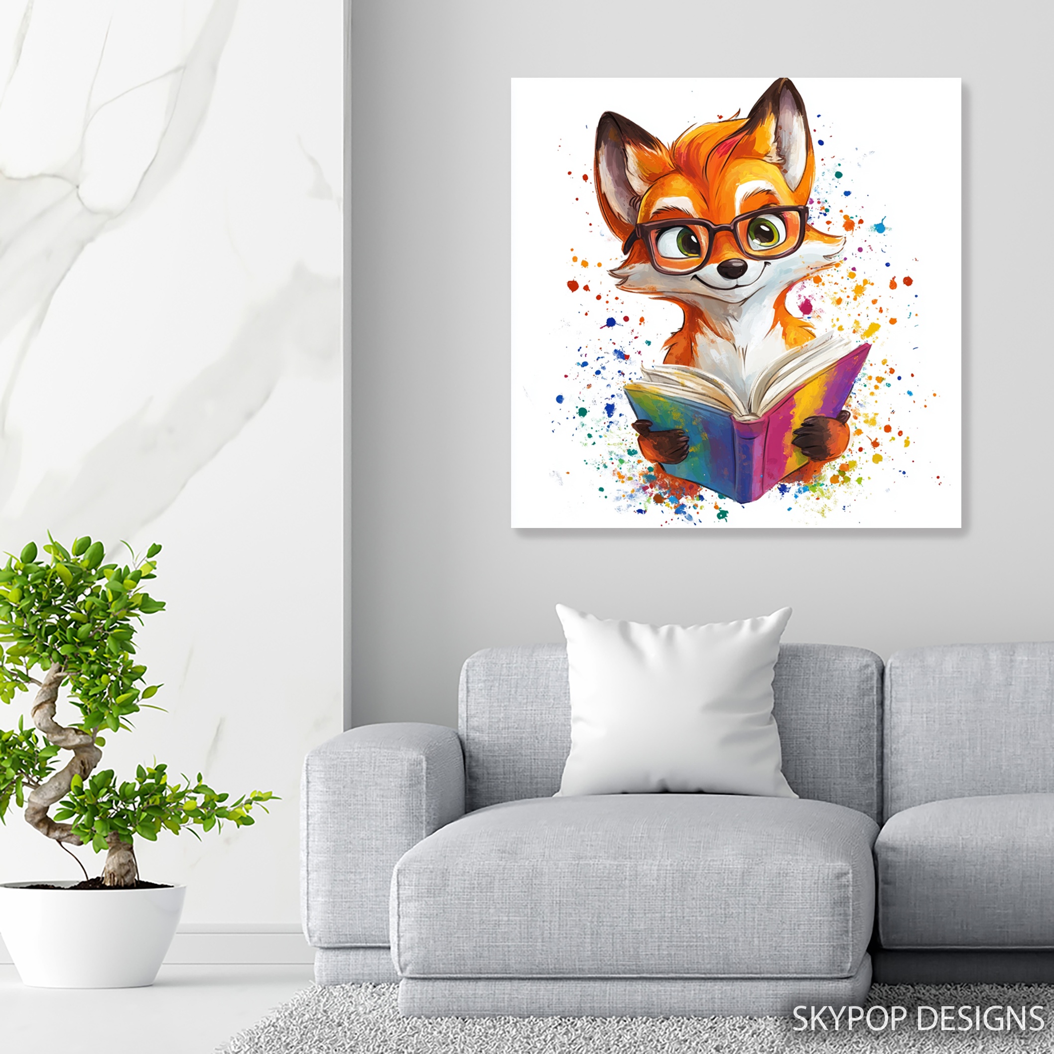5.jpg Fox Reading Book Art