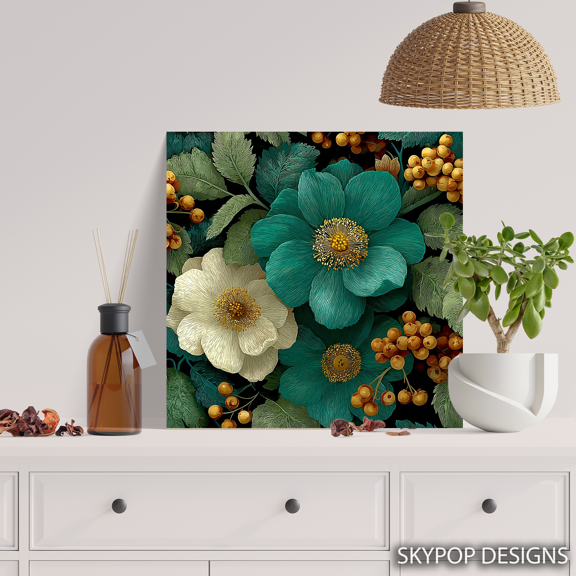 5.jpg Teal Flower Art