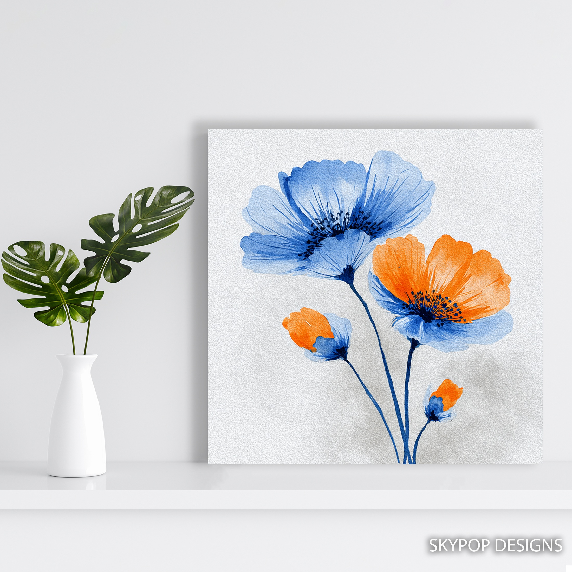 5.jpg Blue Orange Flower Art