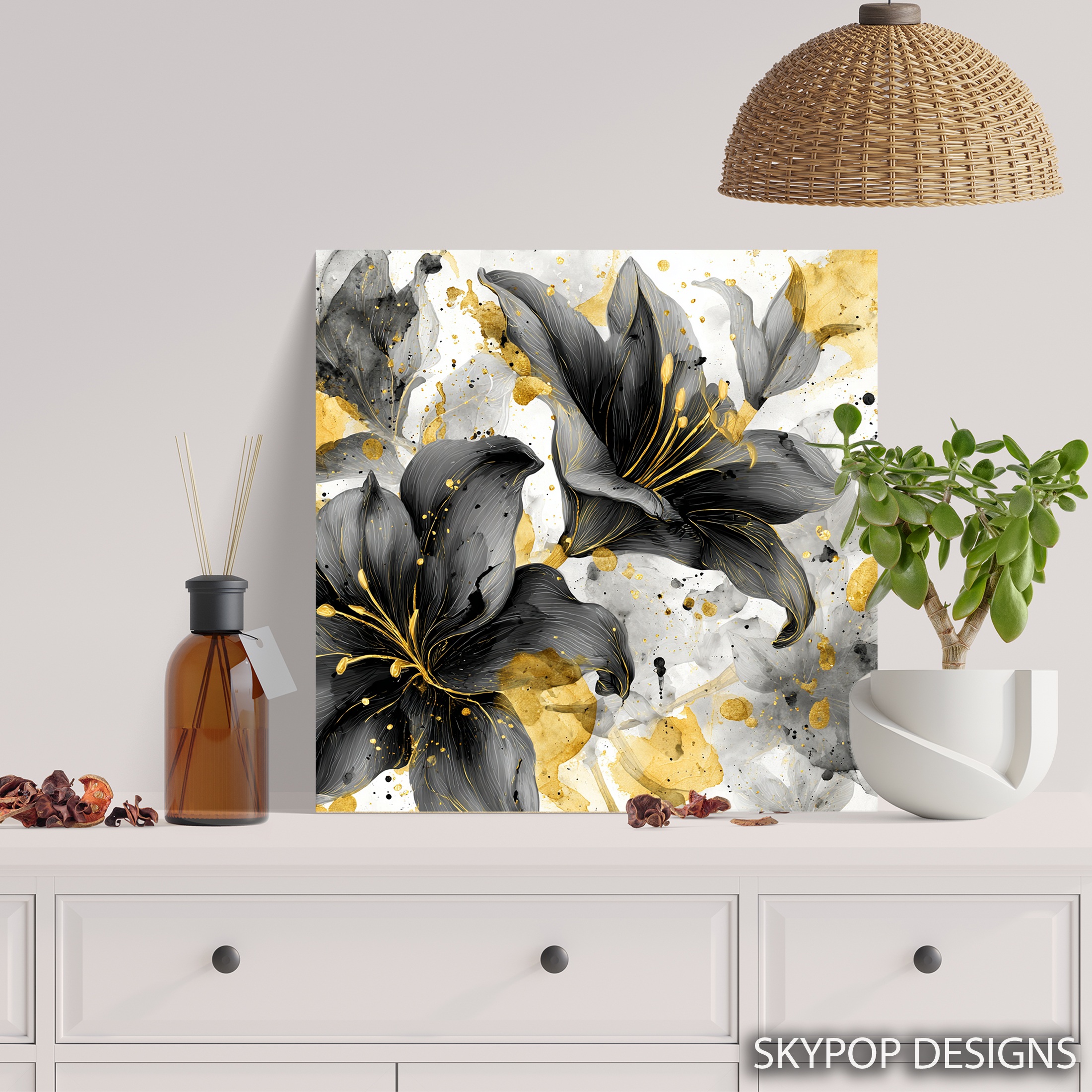5.jpg Elegant Black and Gold Lily Art