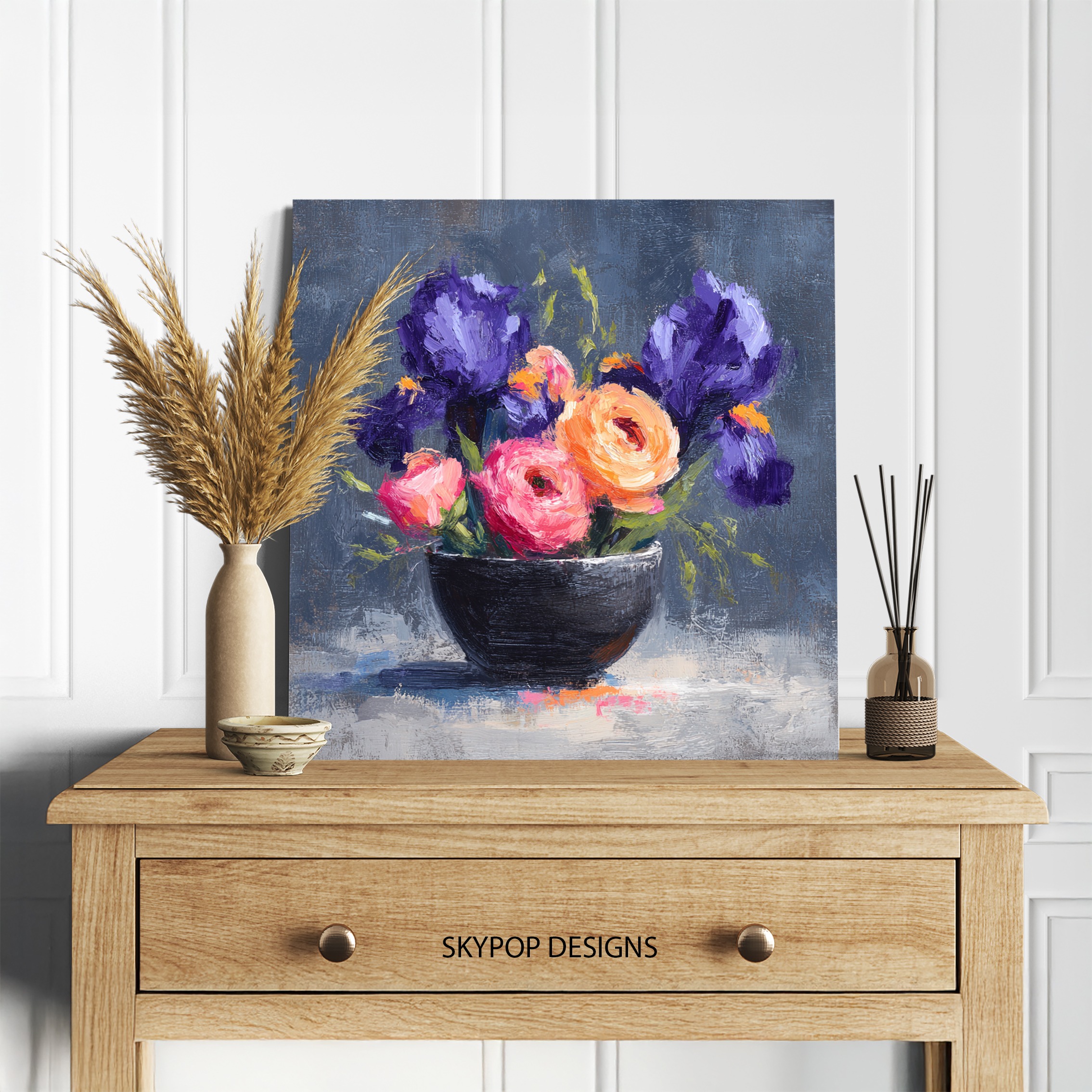5.jpg Vibrant Iris and Ranunculus Bouquet Art