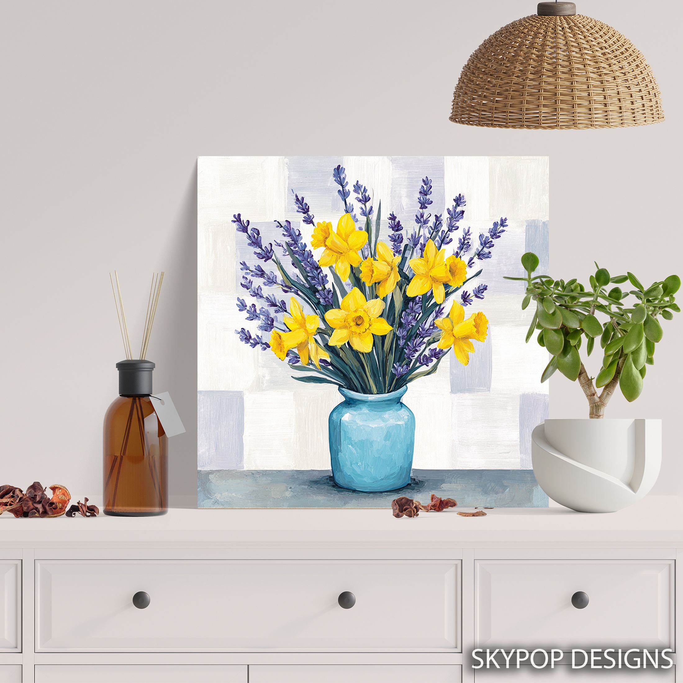 5.jpg Daffodil and Lavender Bouquet Art