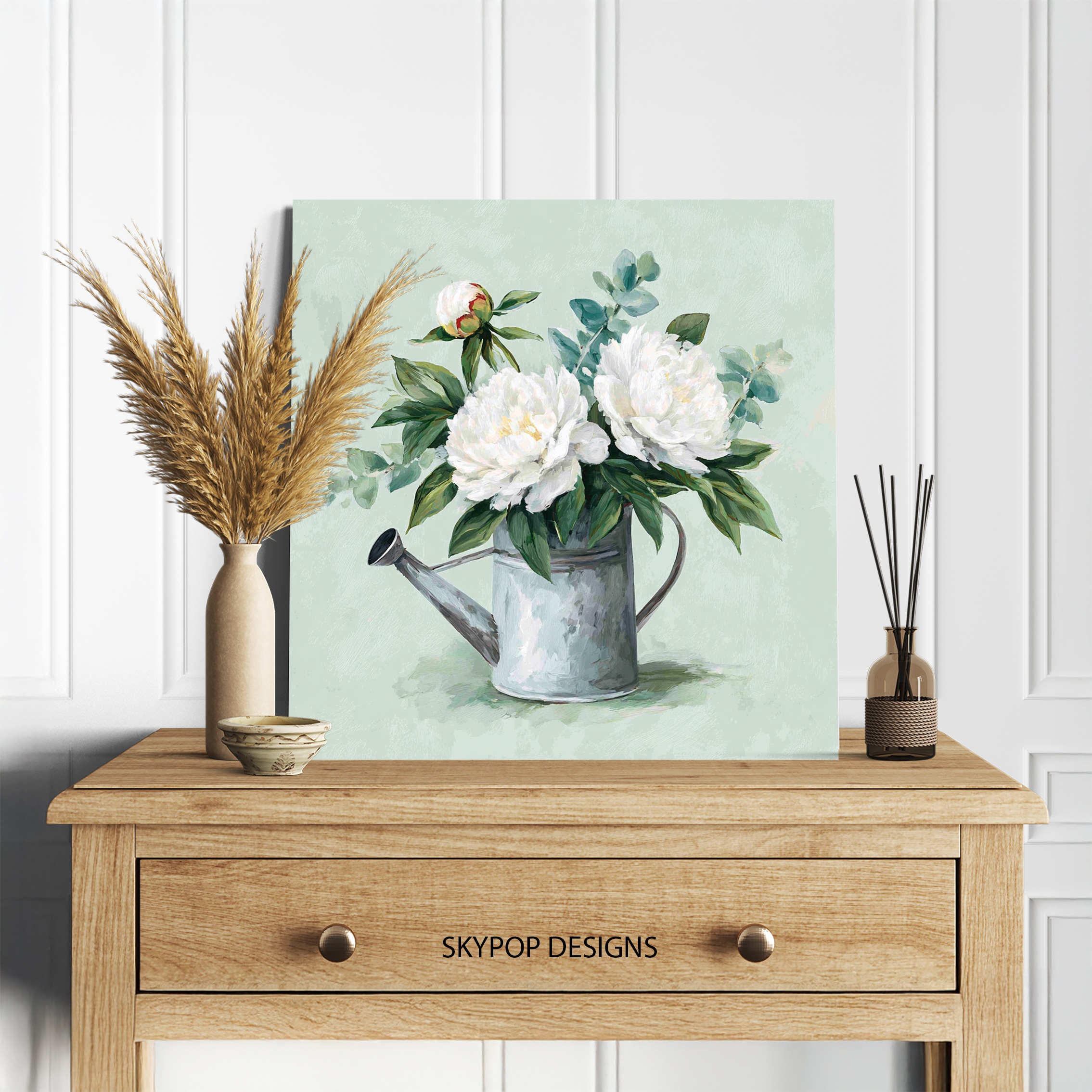 5.jpg Peony Watering Can Art