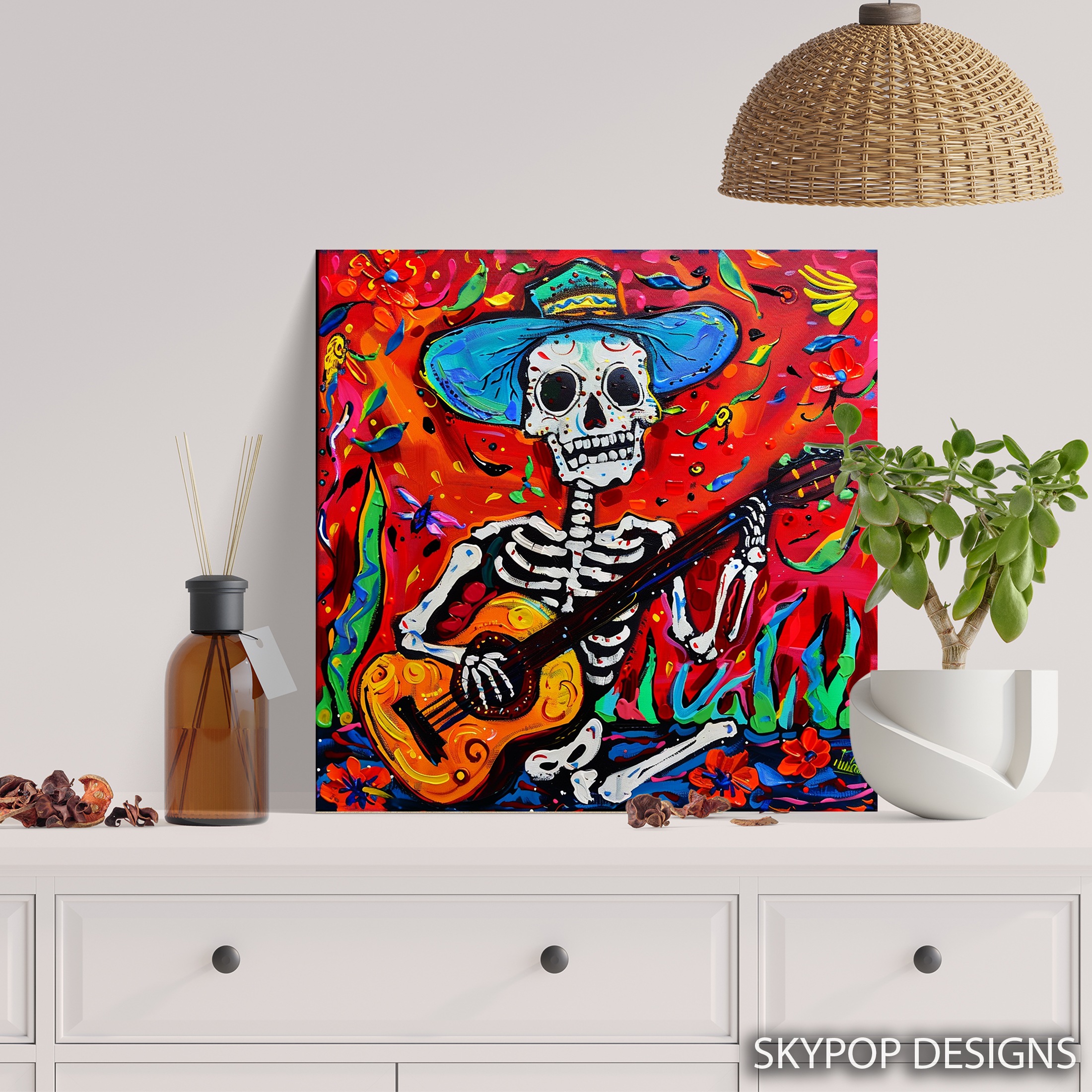 5.jpg Day of the Dead Guitar Skeleton Art