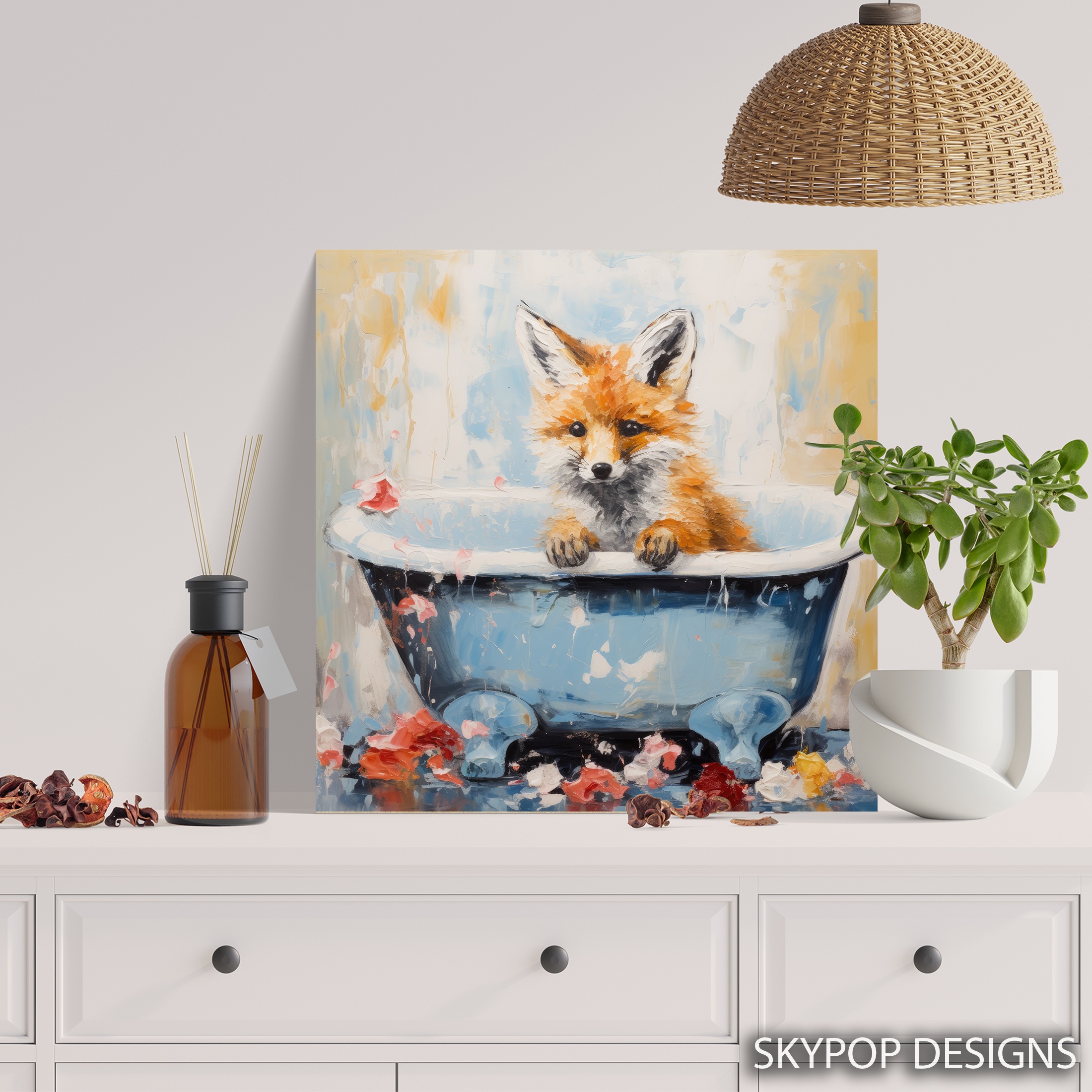 5.jpg Fox Bath Time Art