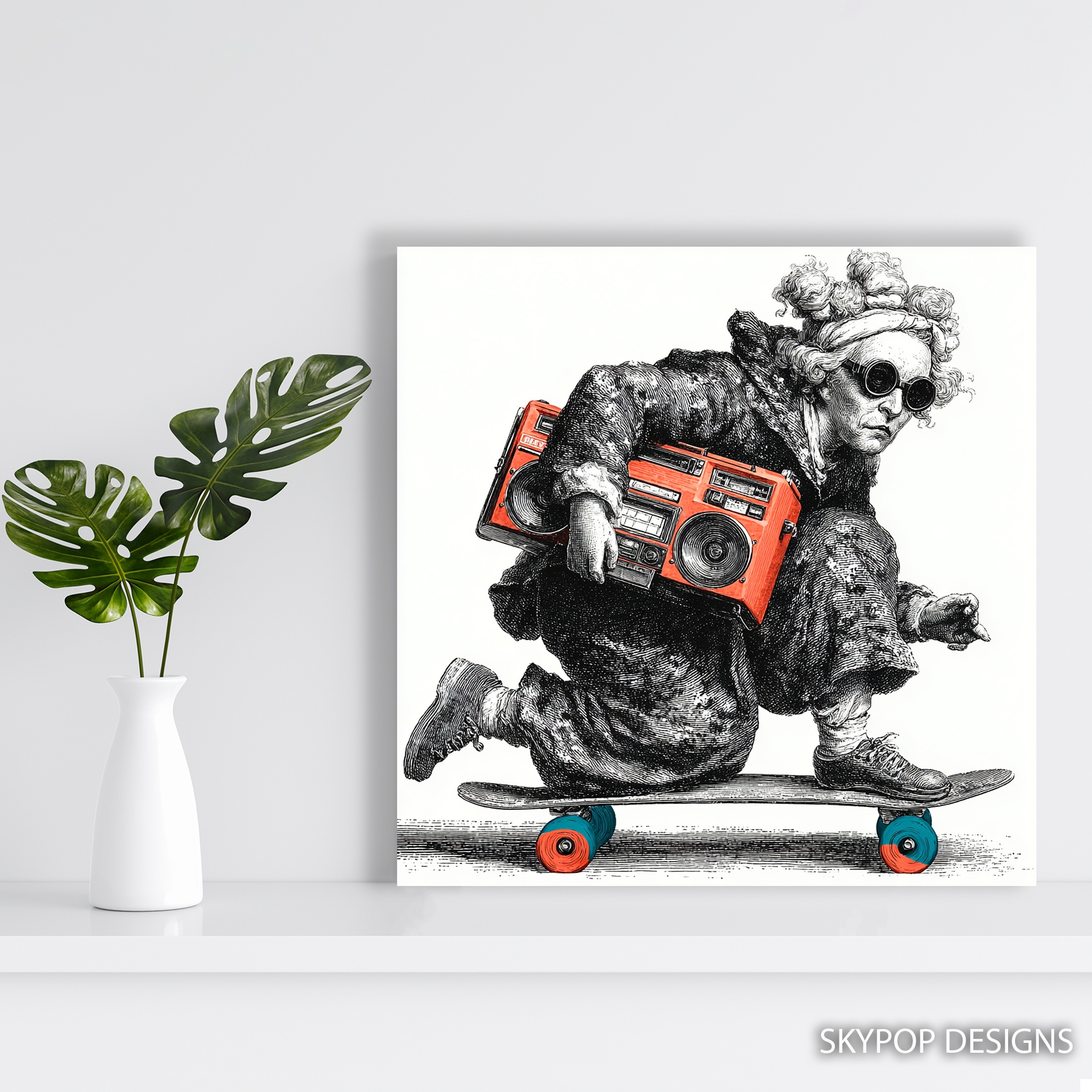 5.jpg Retro Boombox Skater Art