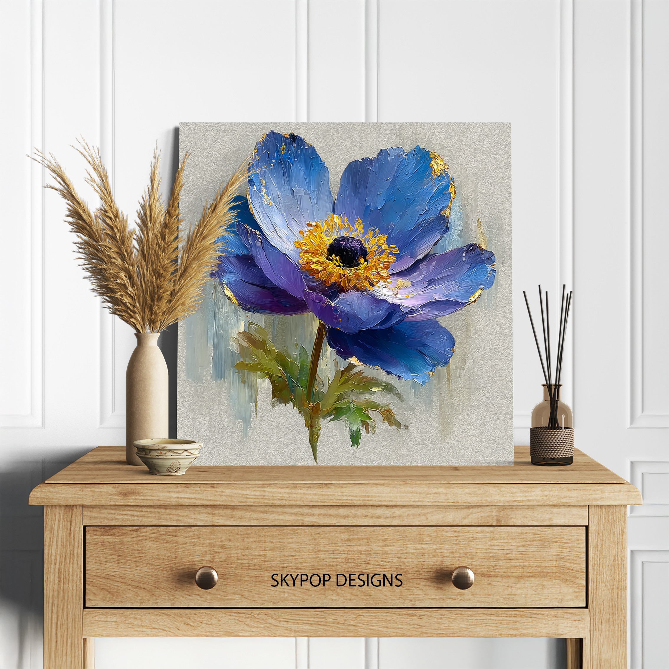 5.jpg Blue Anemone Flower Art