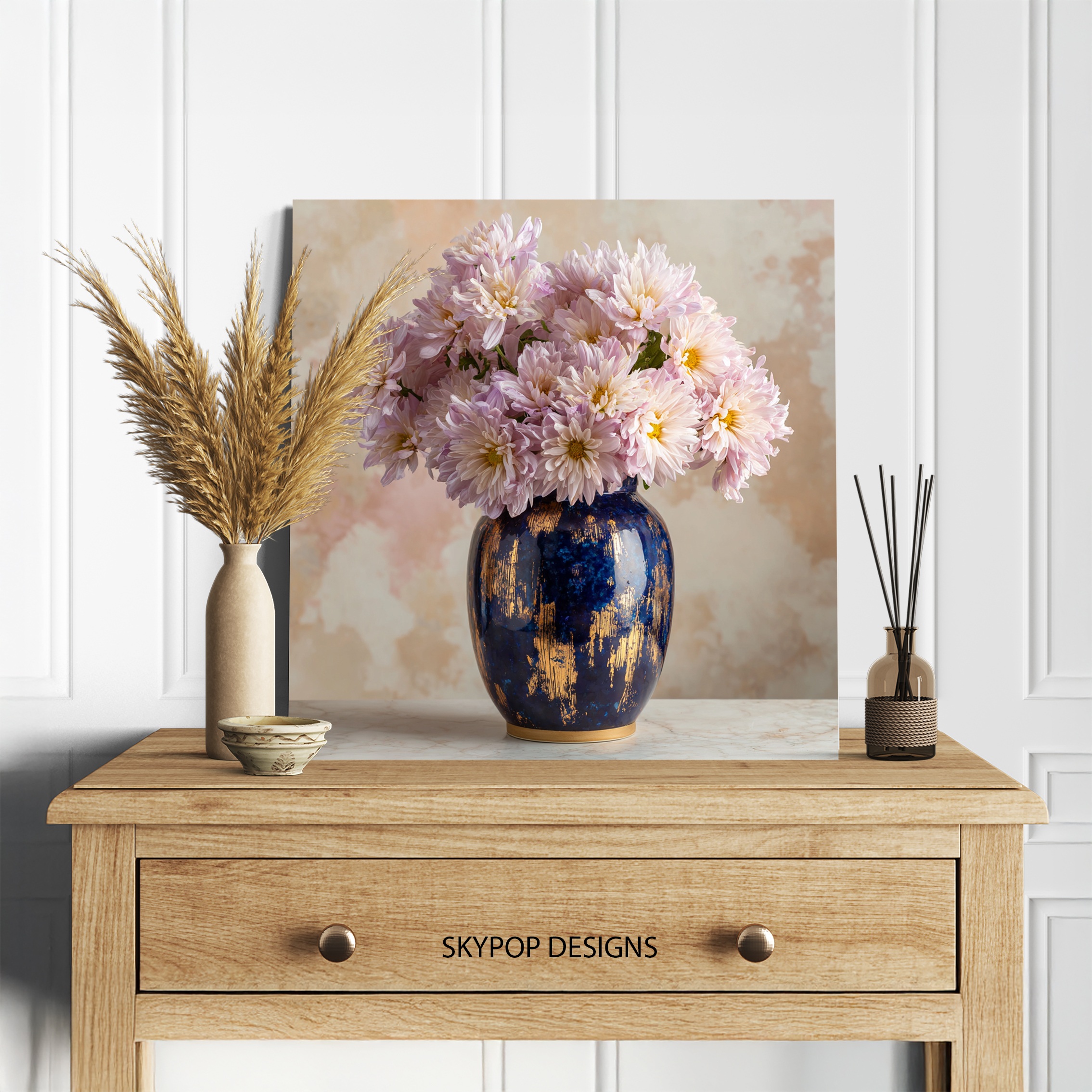 5.jpg Pink Chrysanthemum Vase Art