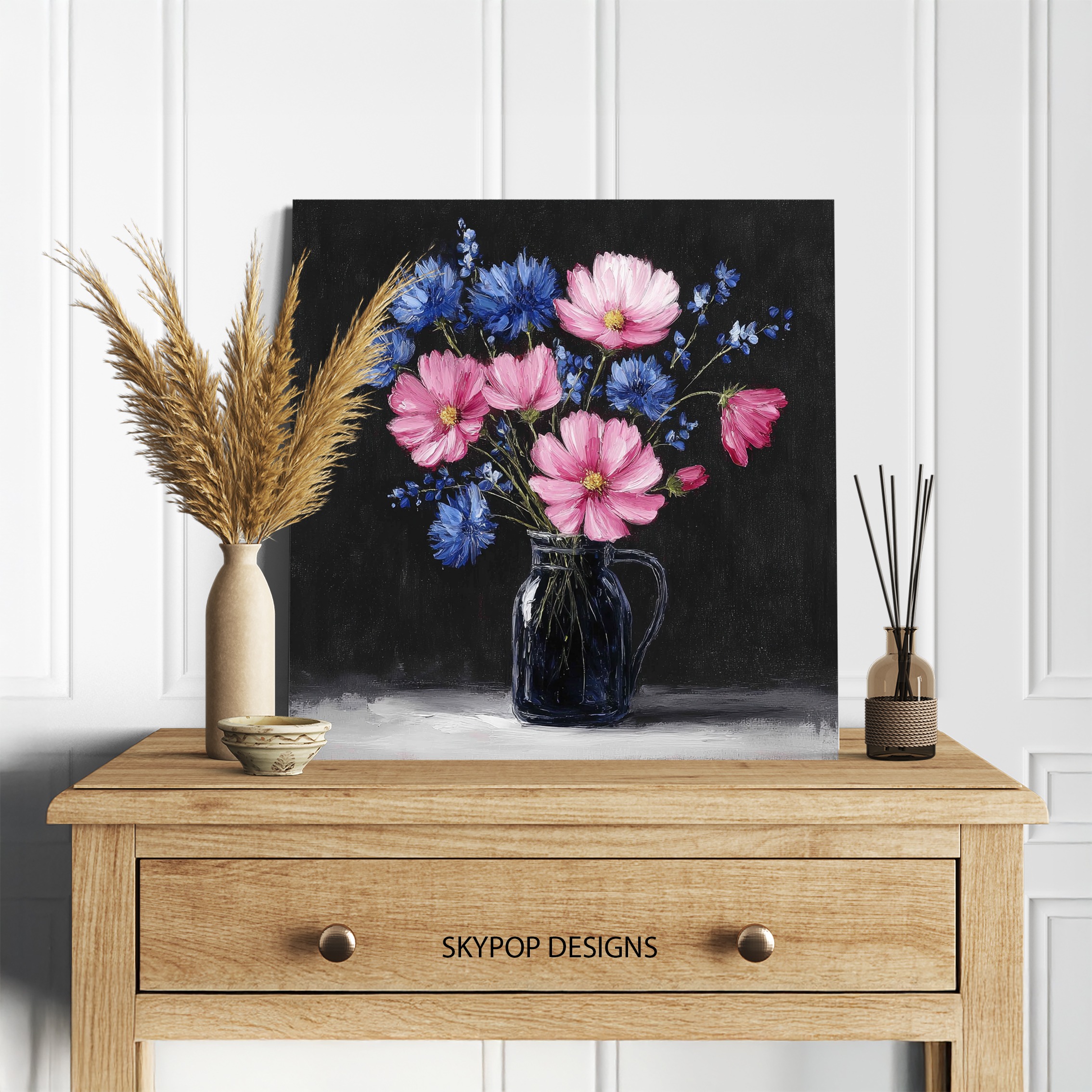 5.jpg Pink and Blue Wildflower Bouquet Art