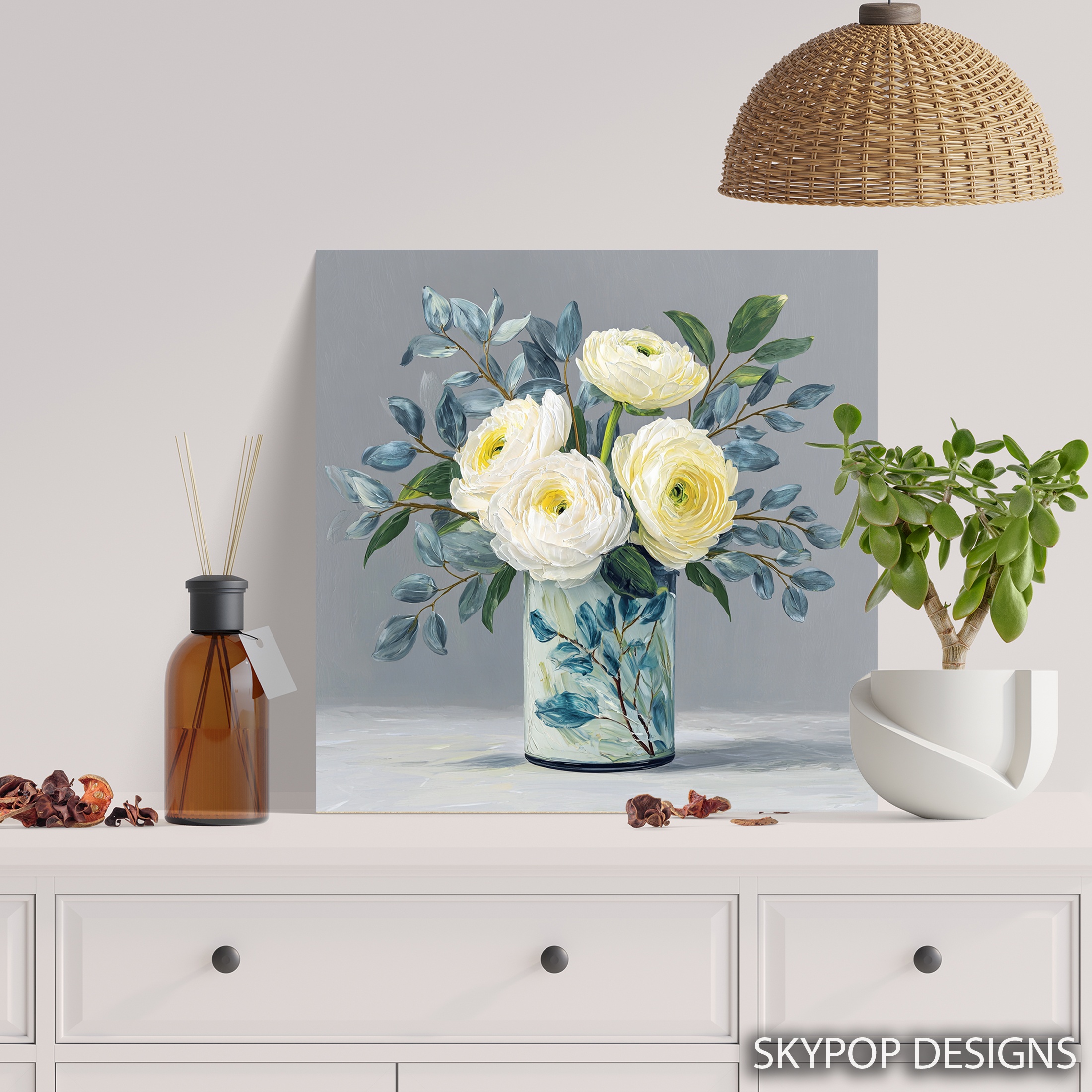 5.jpg White Ranunculus Bouquet Art
