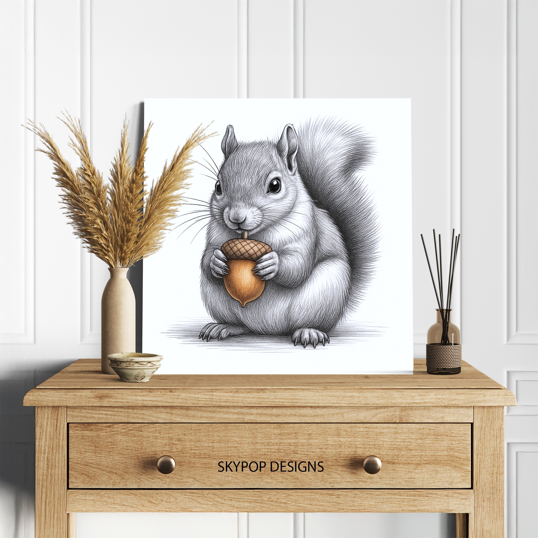 5.jpg Squirrel Acorn Art
