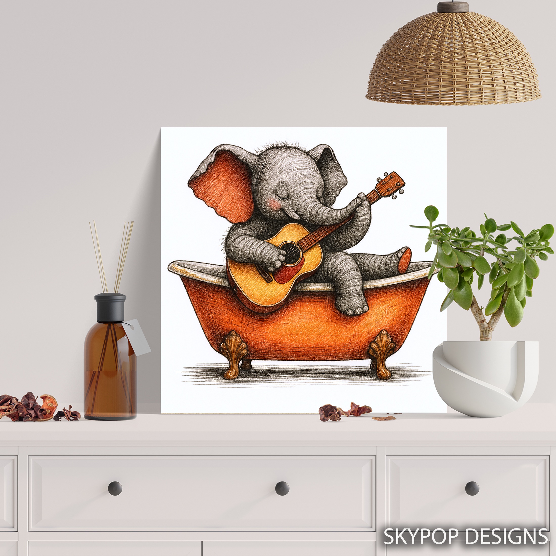 5.jpg Elephant Guitar Bath Art