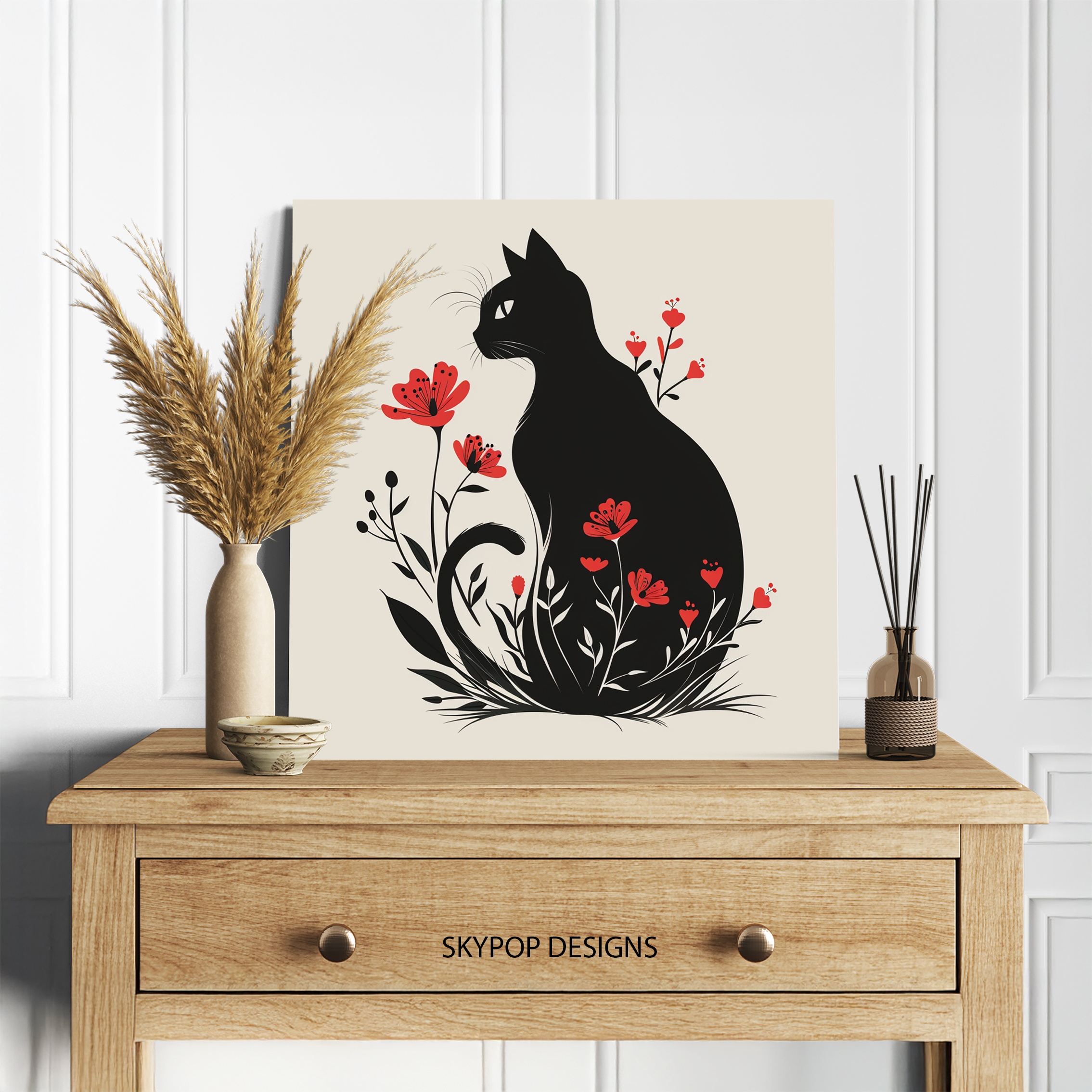 5.jpg Black Cat Flower Art