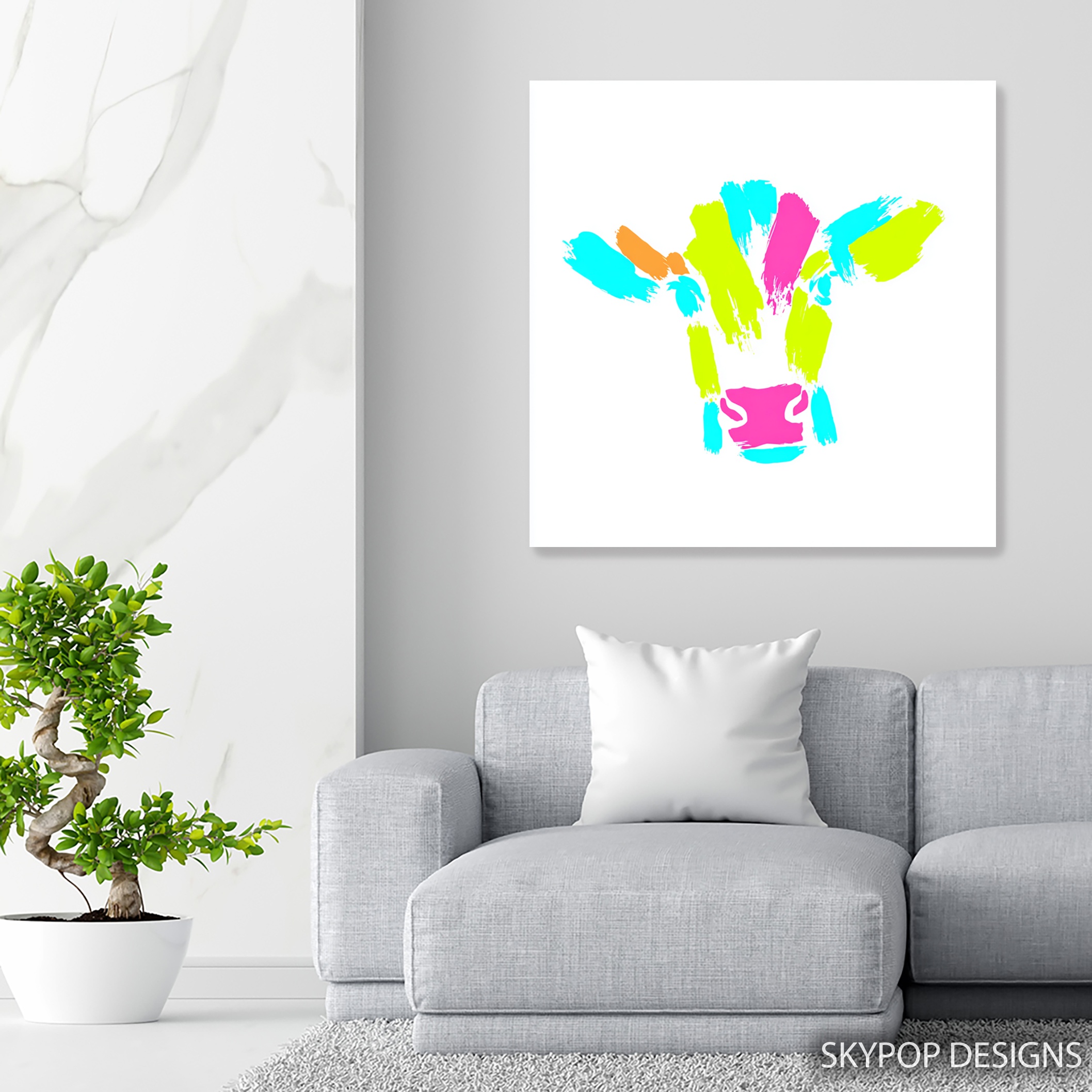 5.jpg Colorful Cow Art