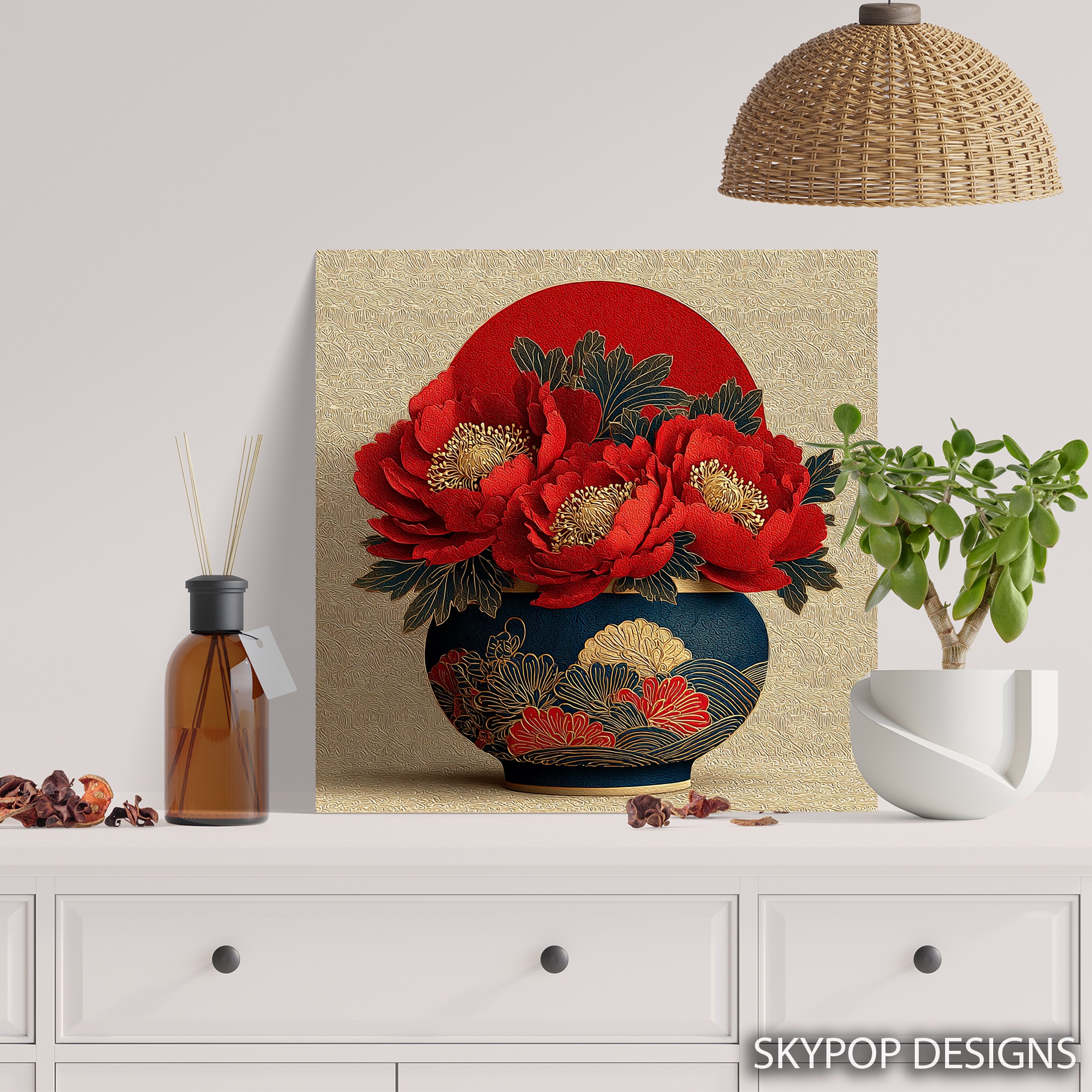 5.jpg Vibrant Peony Vase Art