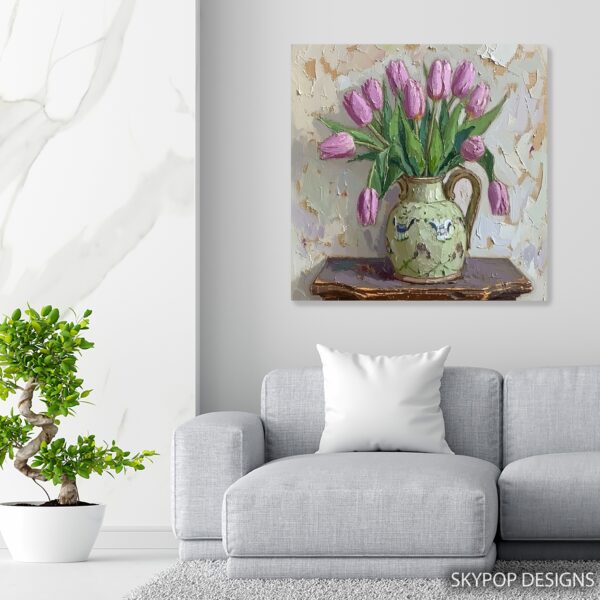 Pink Tulips Pitcher Art
