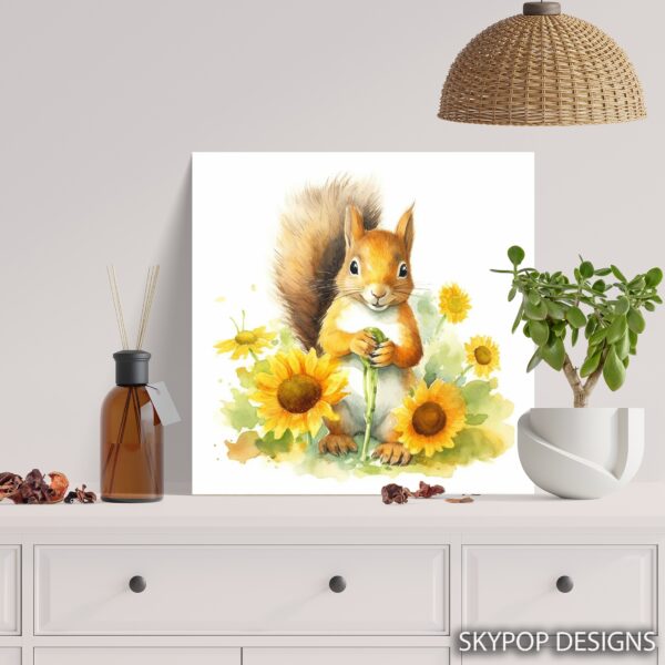 Squirrel Sunflower Art