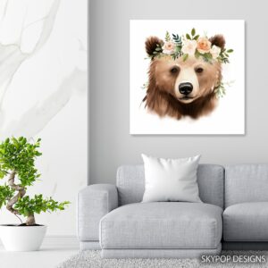 Bear Floral Crown Art