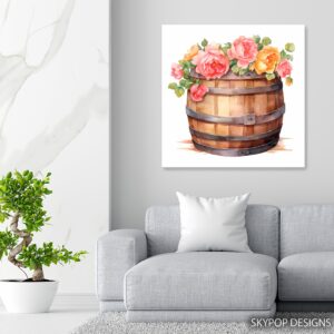 Roses in Barrel Art