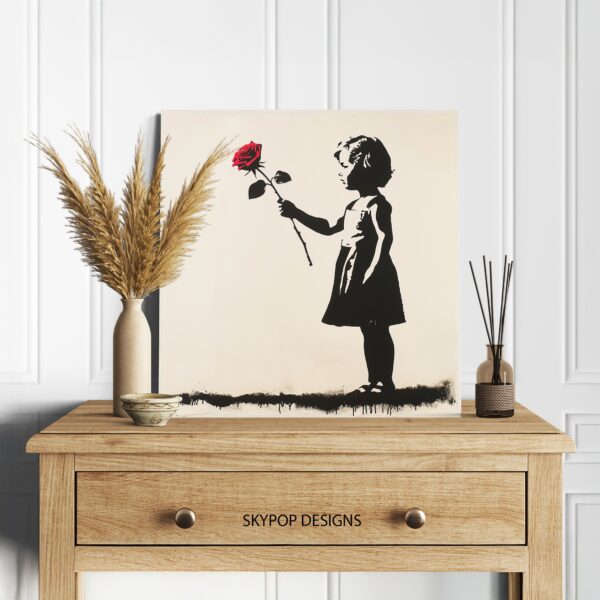 Banksy Girl Rose Art