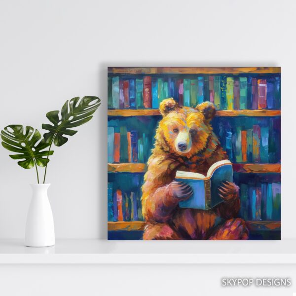 Bear Reading Books Art