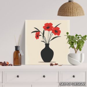 Red Petunia Vase Art