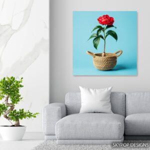 Red Peony Basket Art