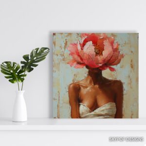 Peony Bloom Woman Art