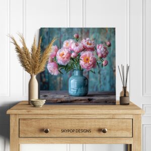 Pink Peonies Vase Art