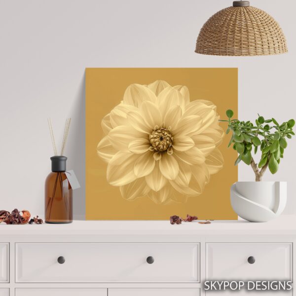 Golden Dahlia Bloom Art