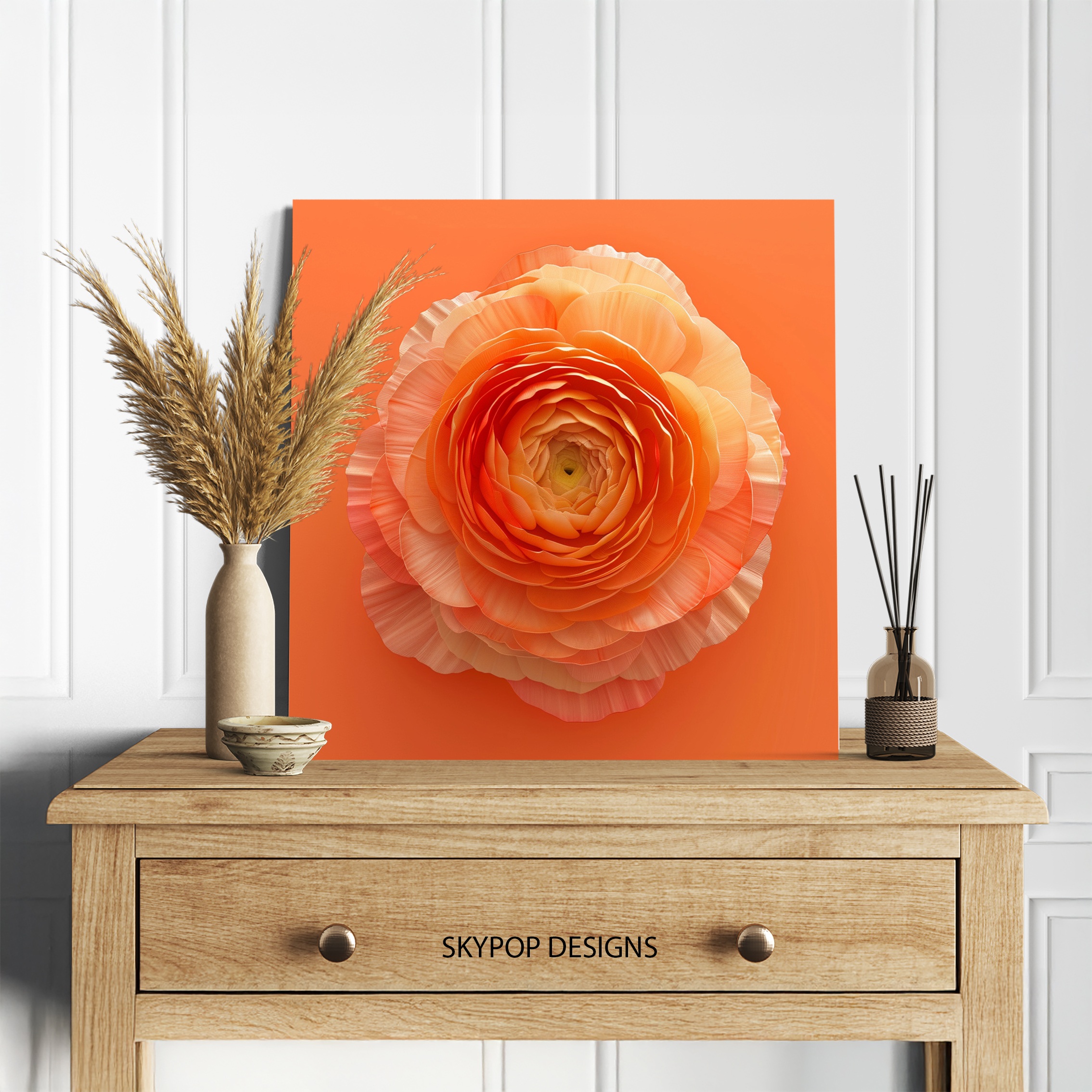 5.jpg Orange Ranunculus Bloom Art
