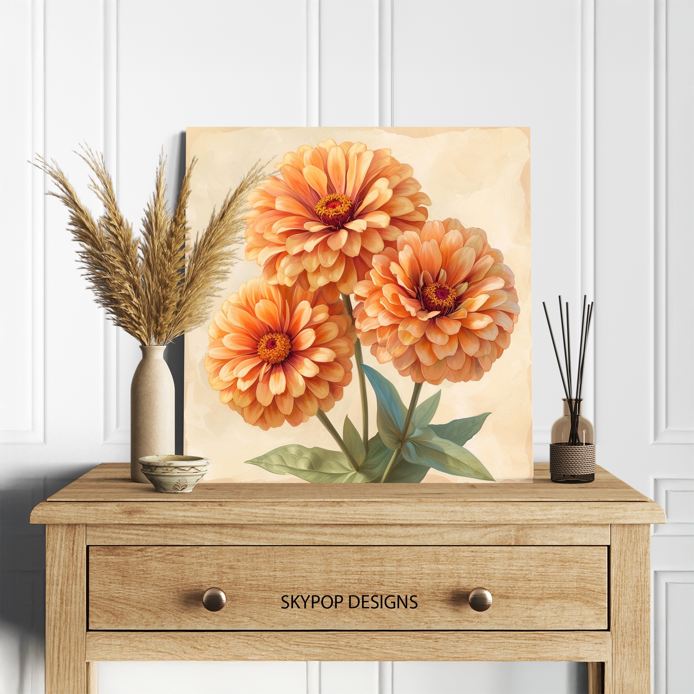 5.jpg Zinnia Flowers Art