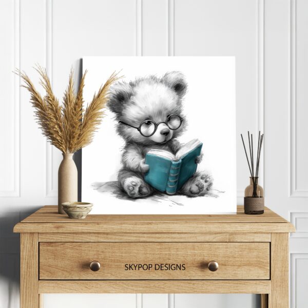Teddy Bear Reading Book Art