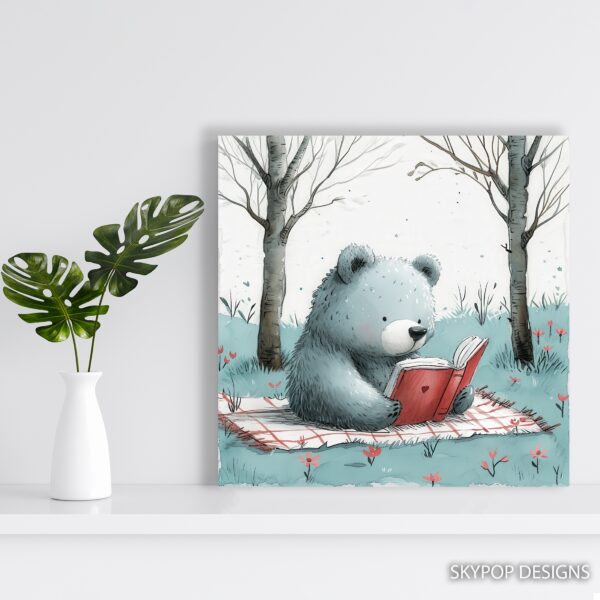 Bear Reading Book Art