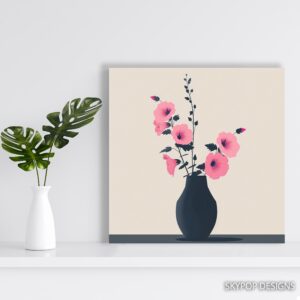 Pink Hibiscus Vase Art